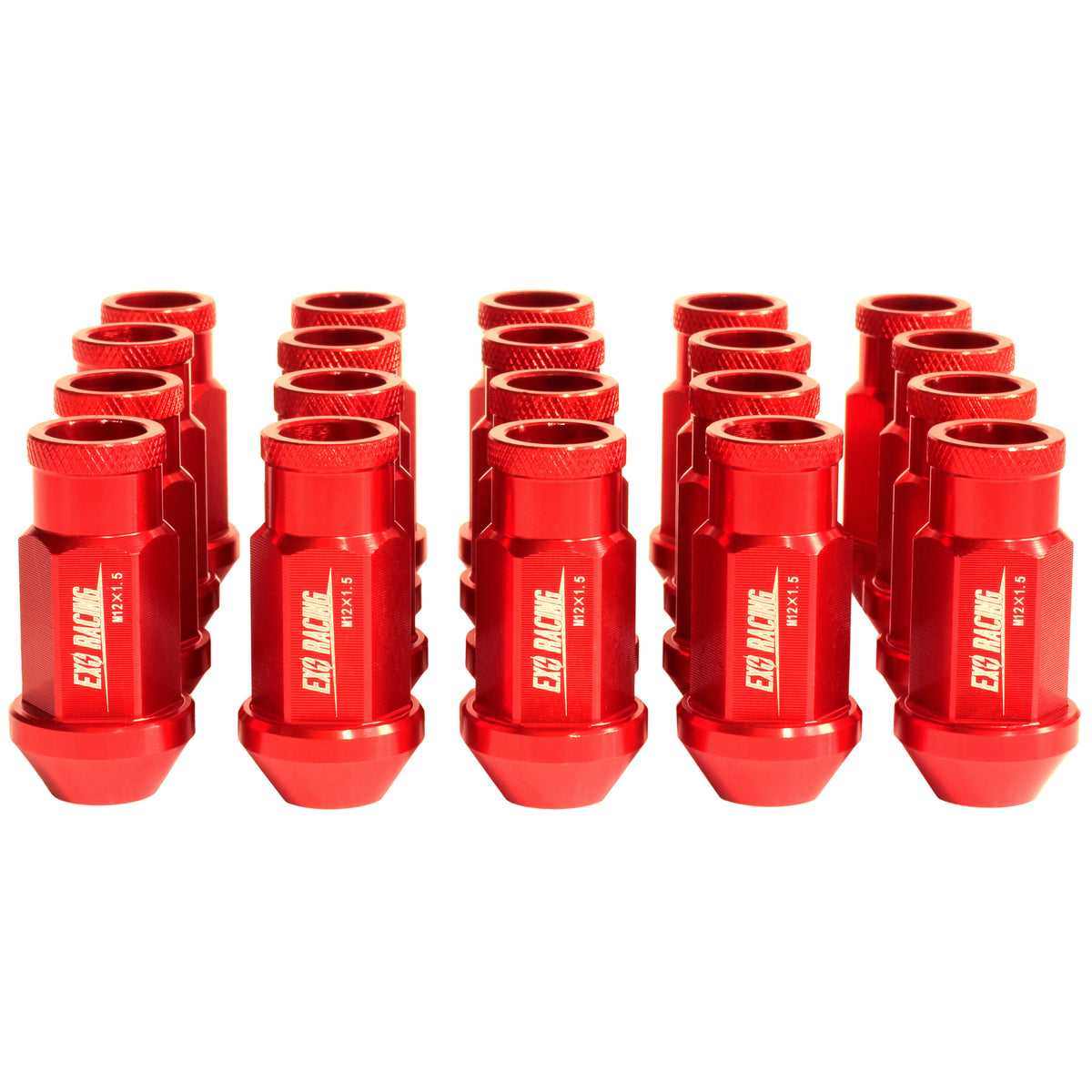 20 x Exoracing Wheel Nuts Aluminium M12x1.5, Aluminium Red M12x1.5