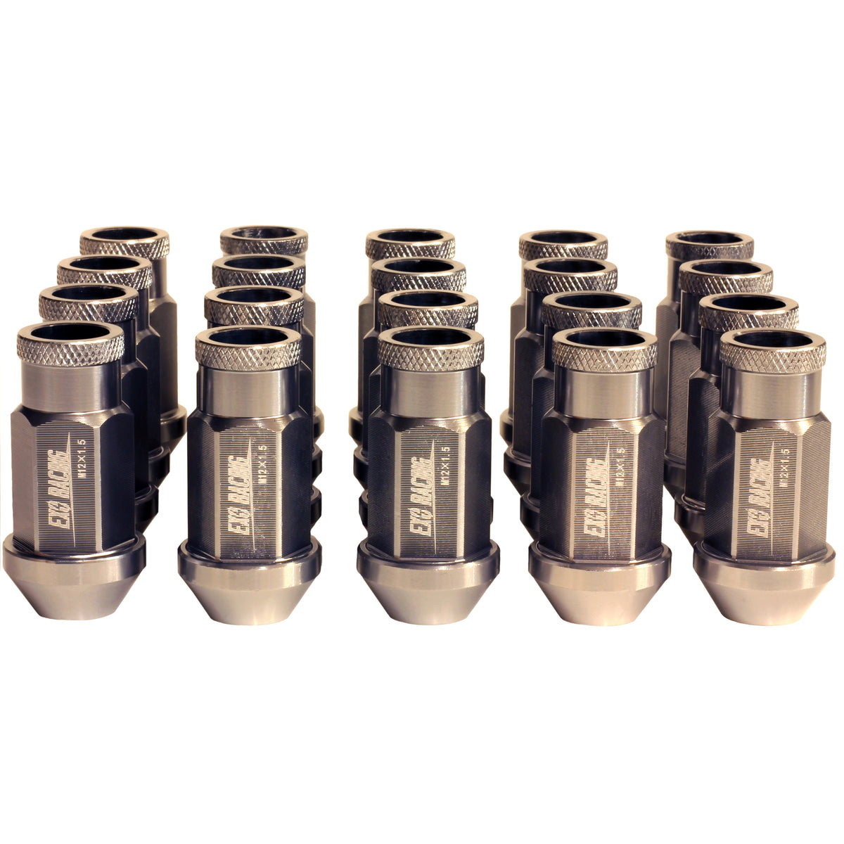 20 x Exoracing Wheel Nuts Aluminium M12x1.5, Aluminium Grey M12x1.5