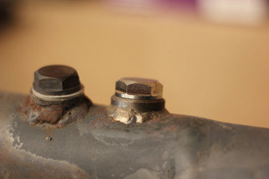 Exoracing 304 stainless steel lambda sensor blanking plug shown