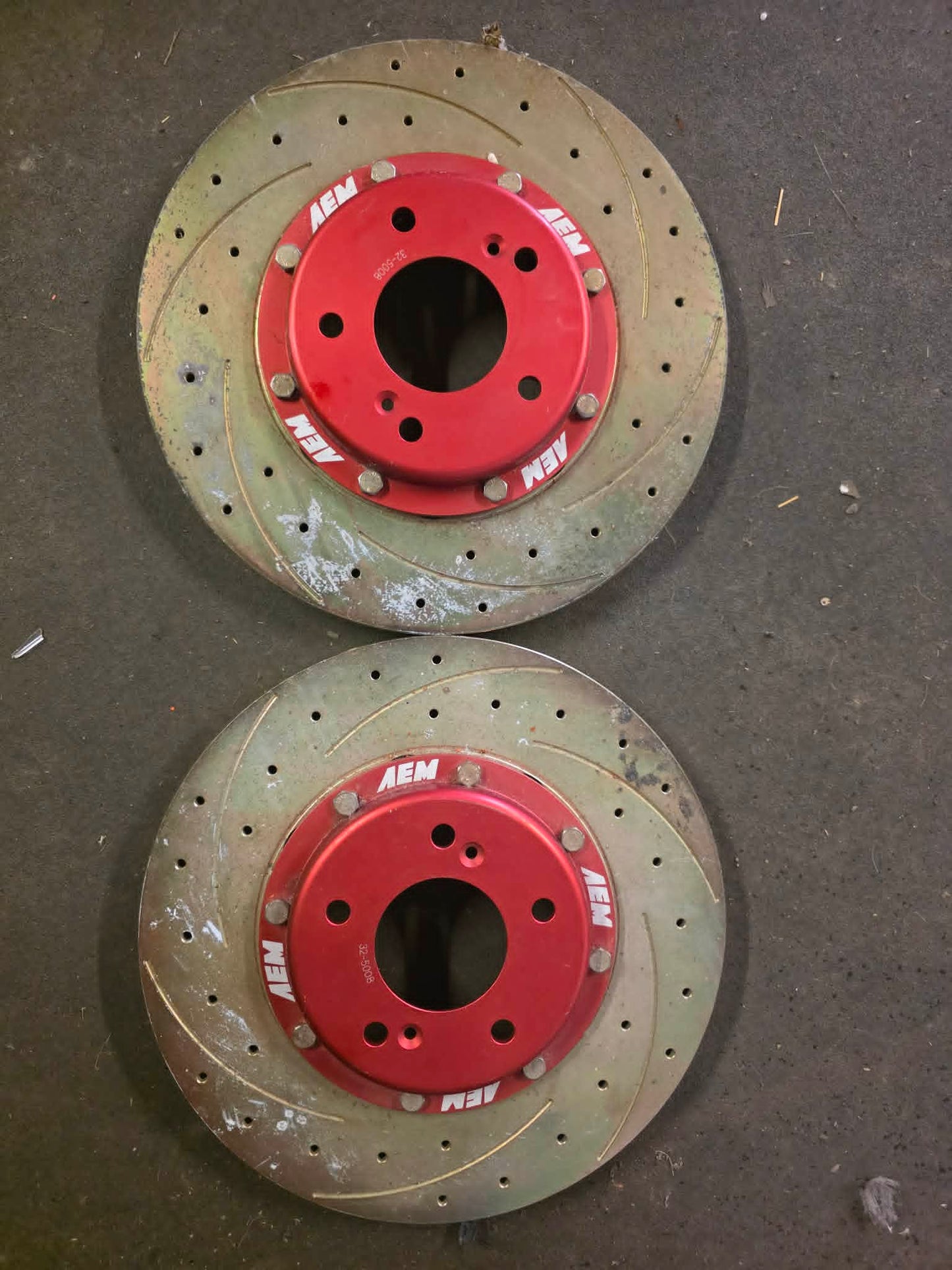 Brand new AEM 330mm front discs and rotors  5 x 144.3