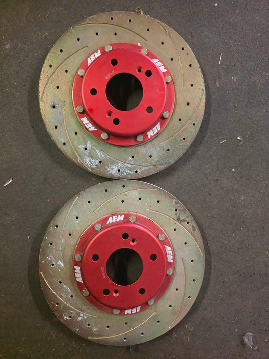 Brand new AEM 330mm front discs and rotors  5 x 144.3